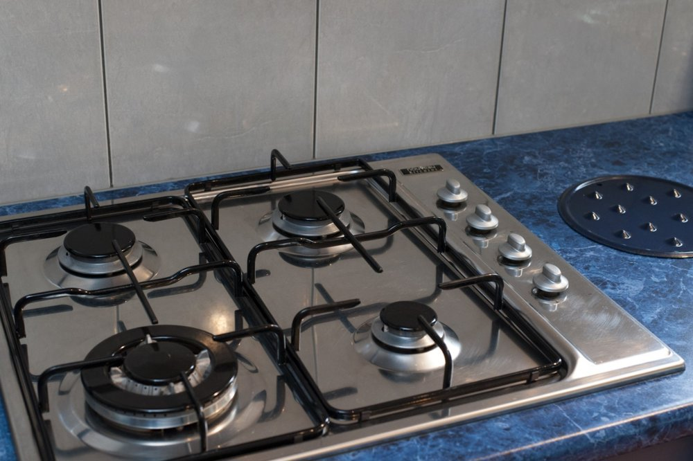 Gas hob in kitchen